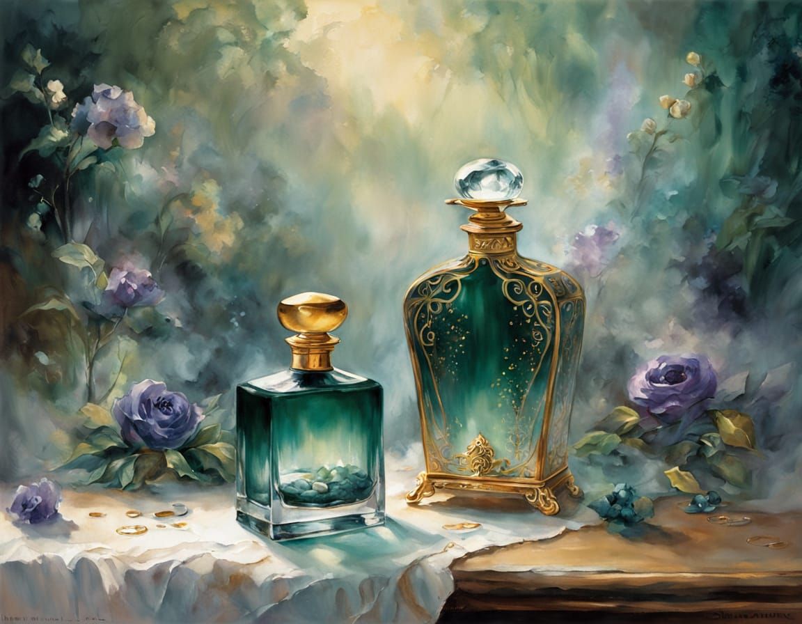 Crystal Perfume Bottle in Dreamlike Watercolour