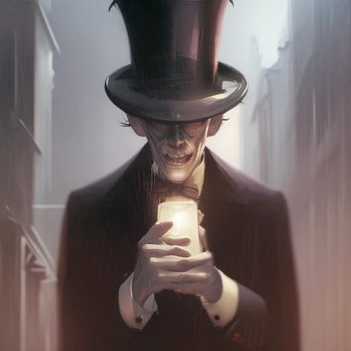 Sinister Man in Rainy City Portrait