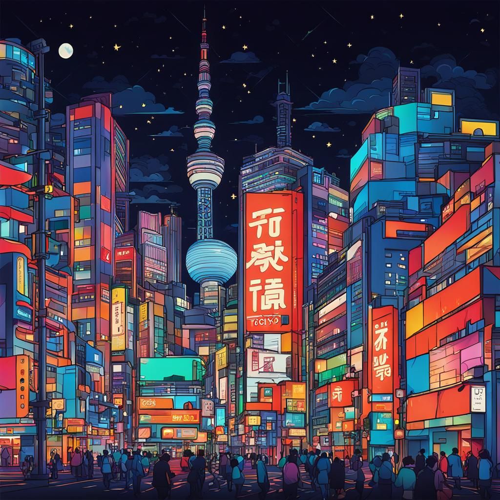 Nighttime cityscape, Tokyo