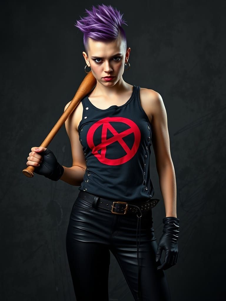 Determined Punk Rock Rebel in Dramatic Lighting