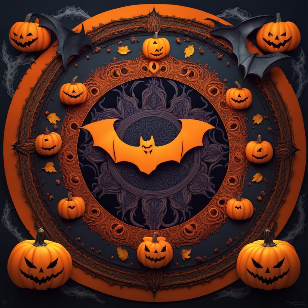 Halloween Mandala: Ghosts, Pumpkins, and Bats