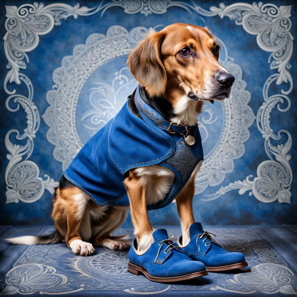Hound Dog in Blue Suede Shoes
