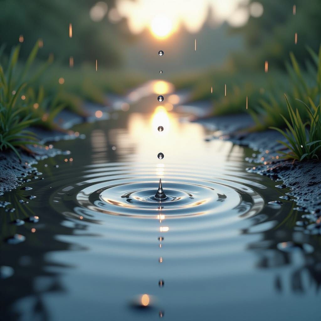 Serene Puddle Reflects Digital Matte Painting