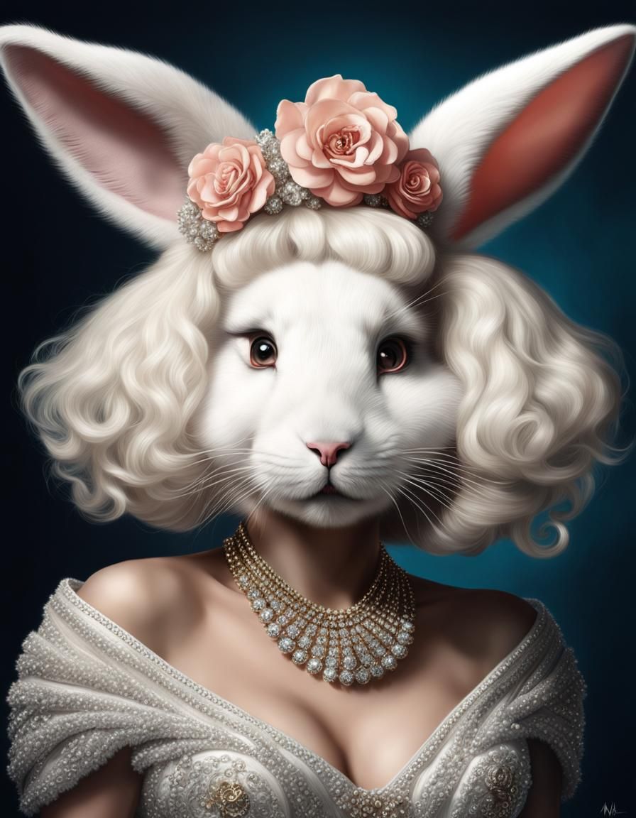 Angora Rabbit as Marilyn Monroe in Digital Painting