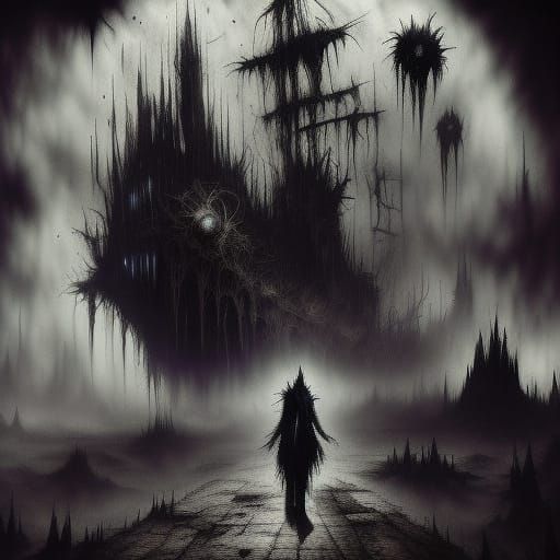 Skeletal Woman on Phantom Ship in Nebula