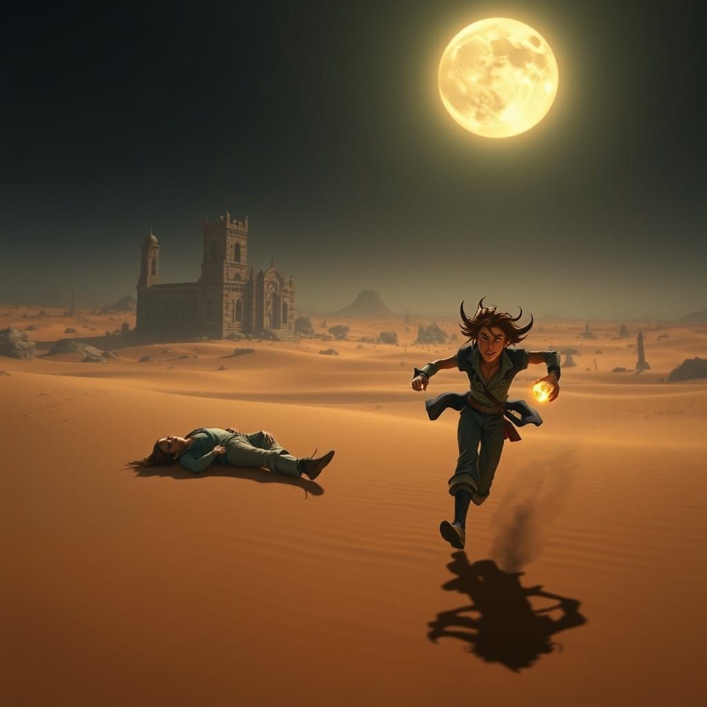 Guybrush Rushes to Godwick's Aid in the Desert