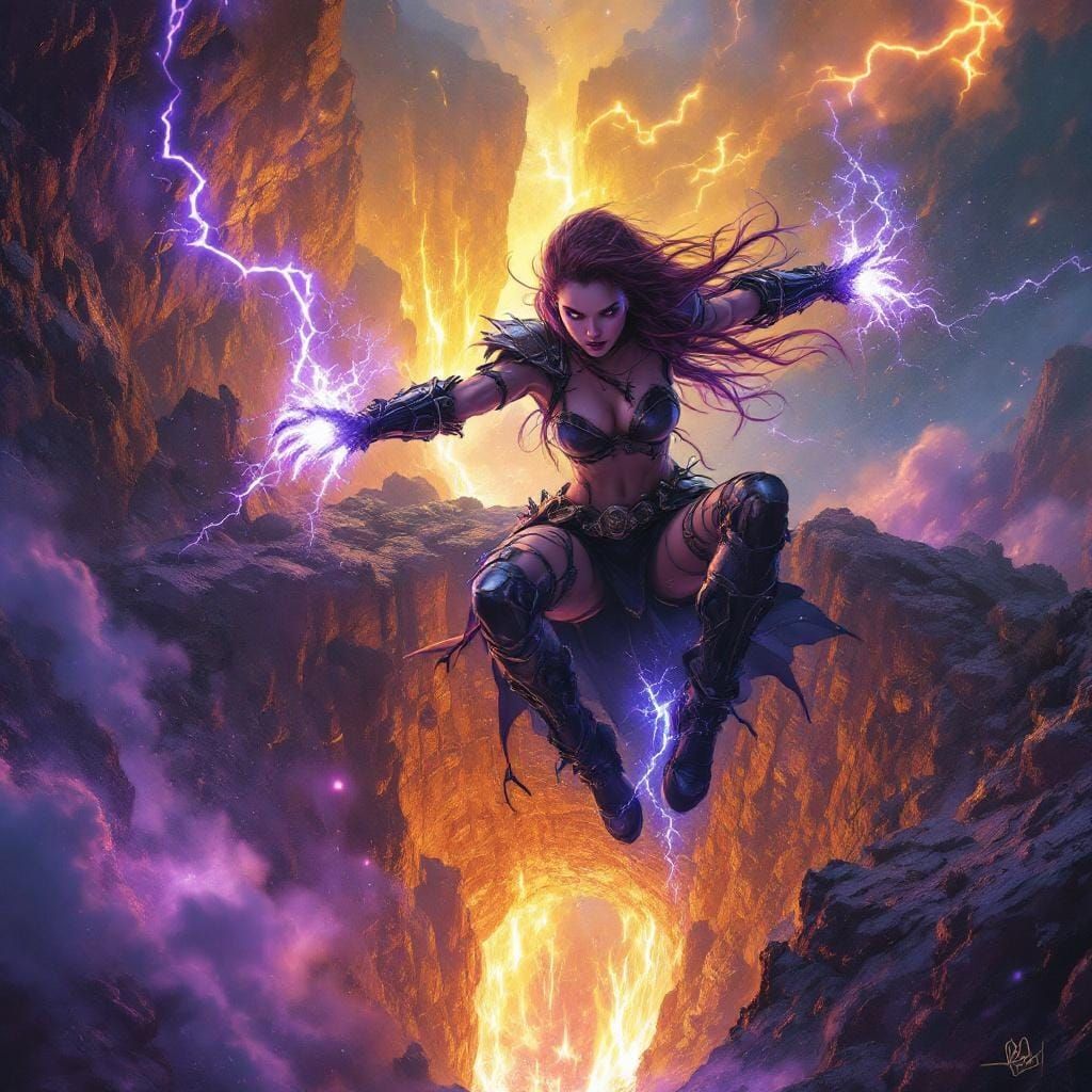 Valeria Leaps into Rift: Dark Fantasy Scene