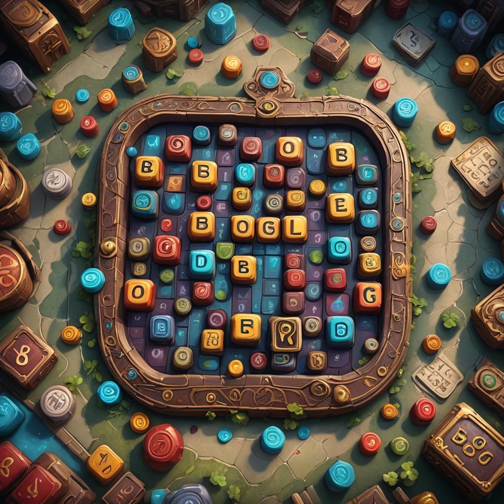 Detailed Boggle Board Game in Matte Painting Style