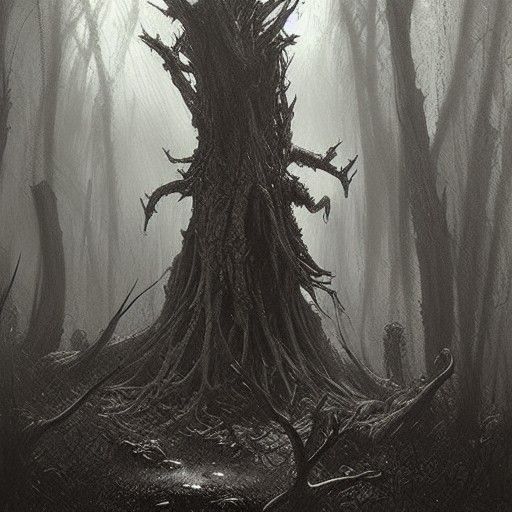 Ancient Forest Spirit in Gothic Horror Style