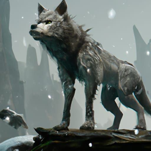 Elemental Wolf in Dark Fantasy Style