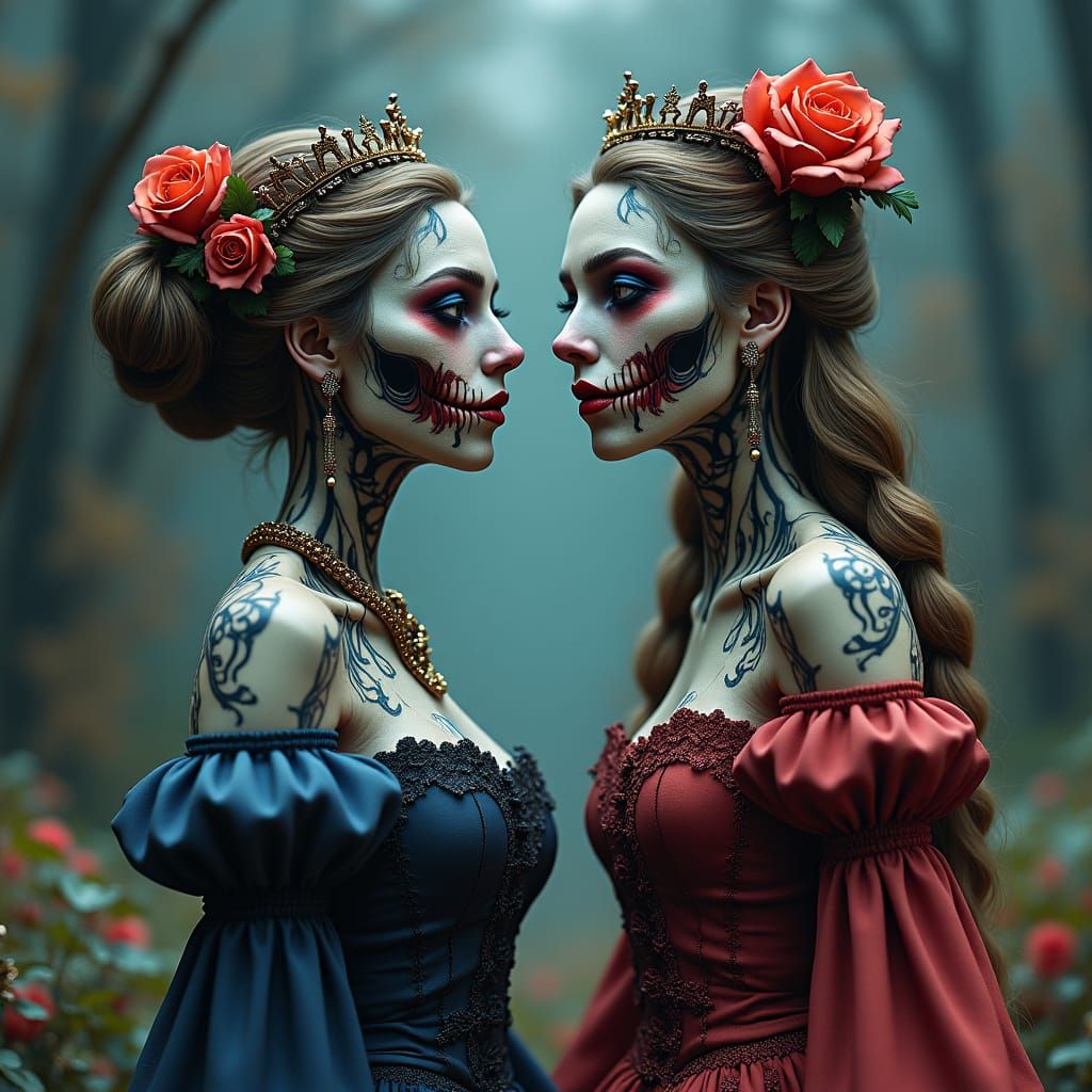 Zombie Disney Princesses in Dark Fantasy Style