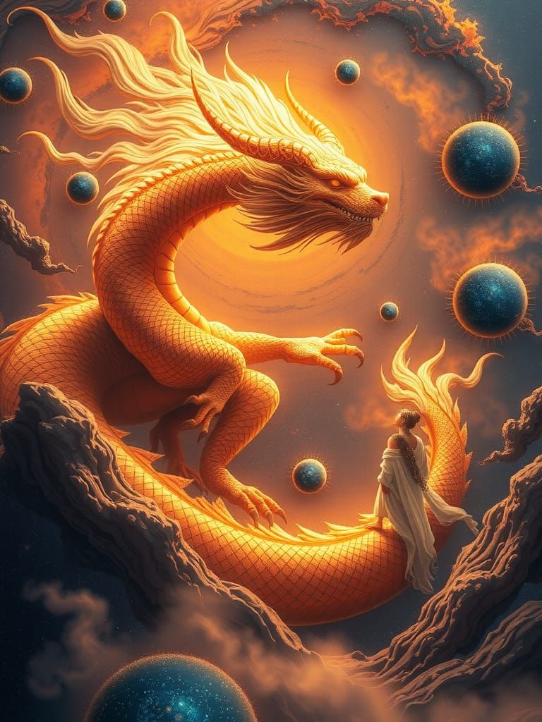 Cosmic Dragon Creating a New Universe