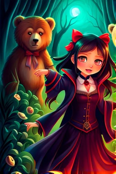 Steampunk Asian Vampire Goth Girl with Emerald Theme