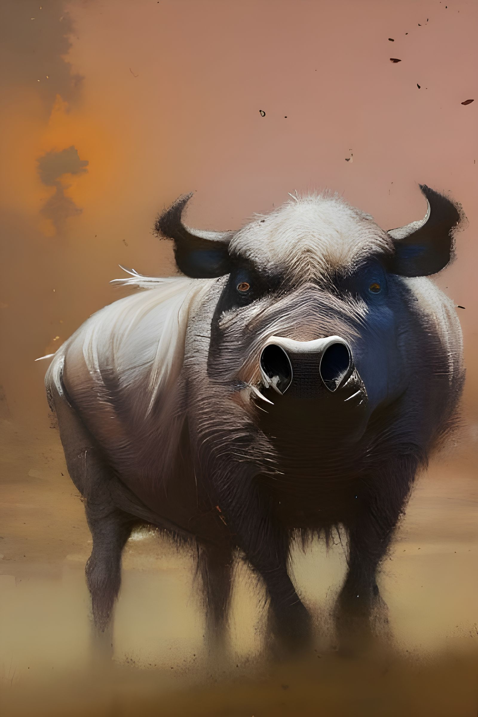 Grumpy Warthog Portrait in Oil on Canvas