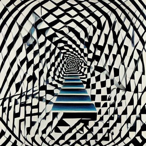 Endless Surreal Staircase in Monochromatic Tones