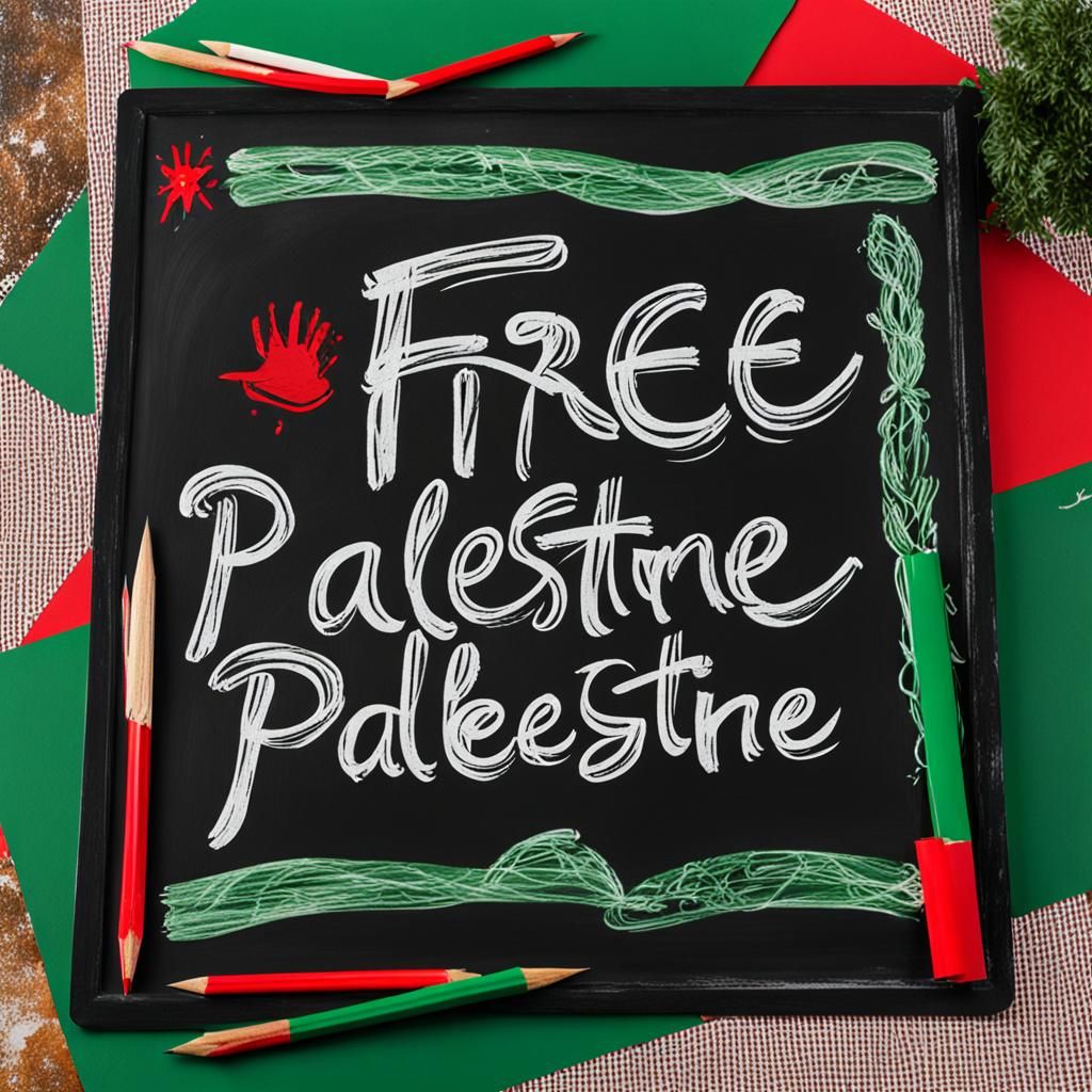 Elegant Calligraphy: Free Palestine in Red, White, and Green