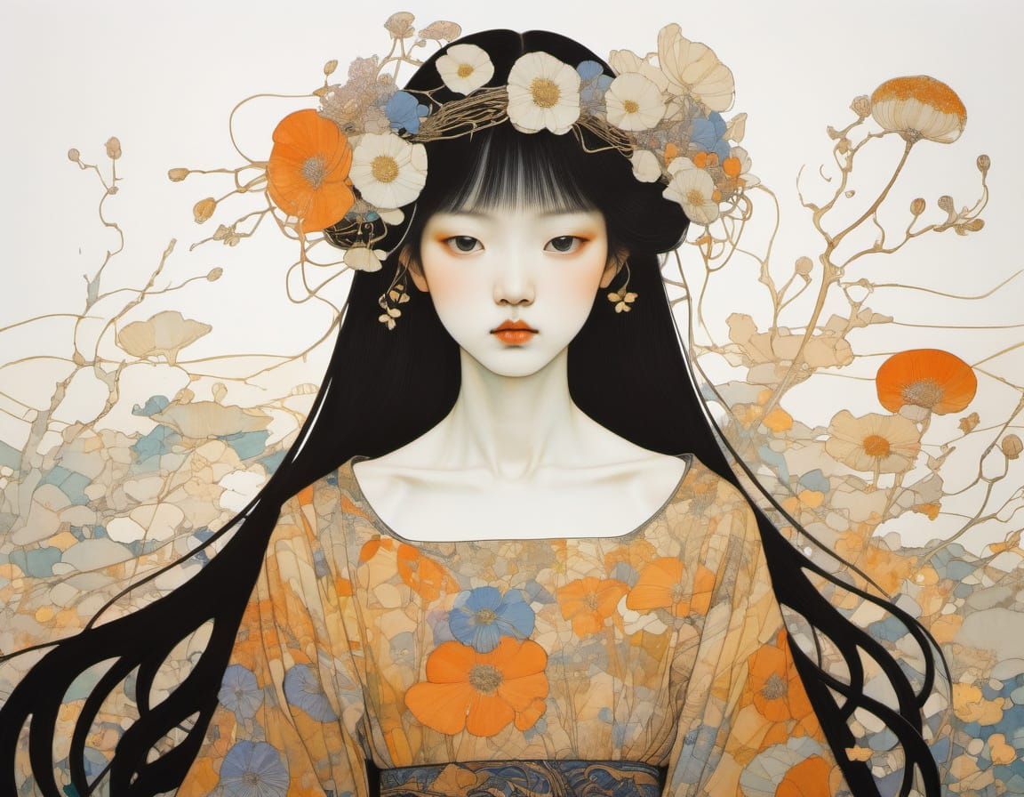 Abstract Wind Anemone Flowers in Pastel Watercolour