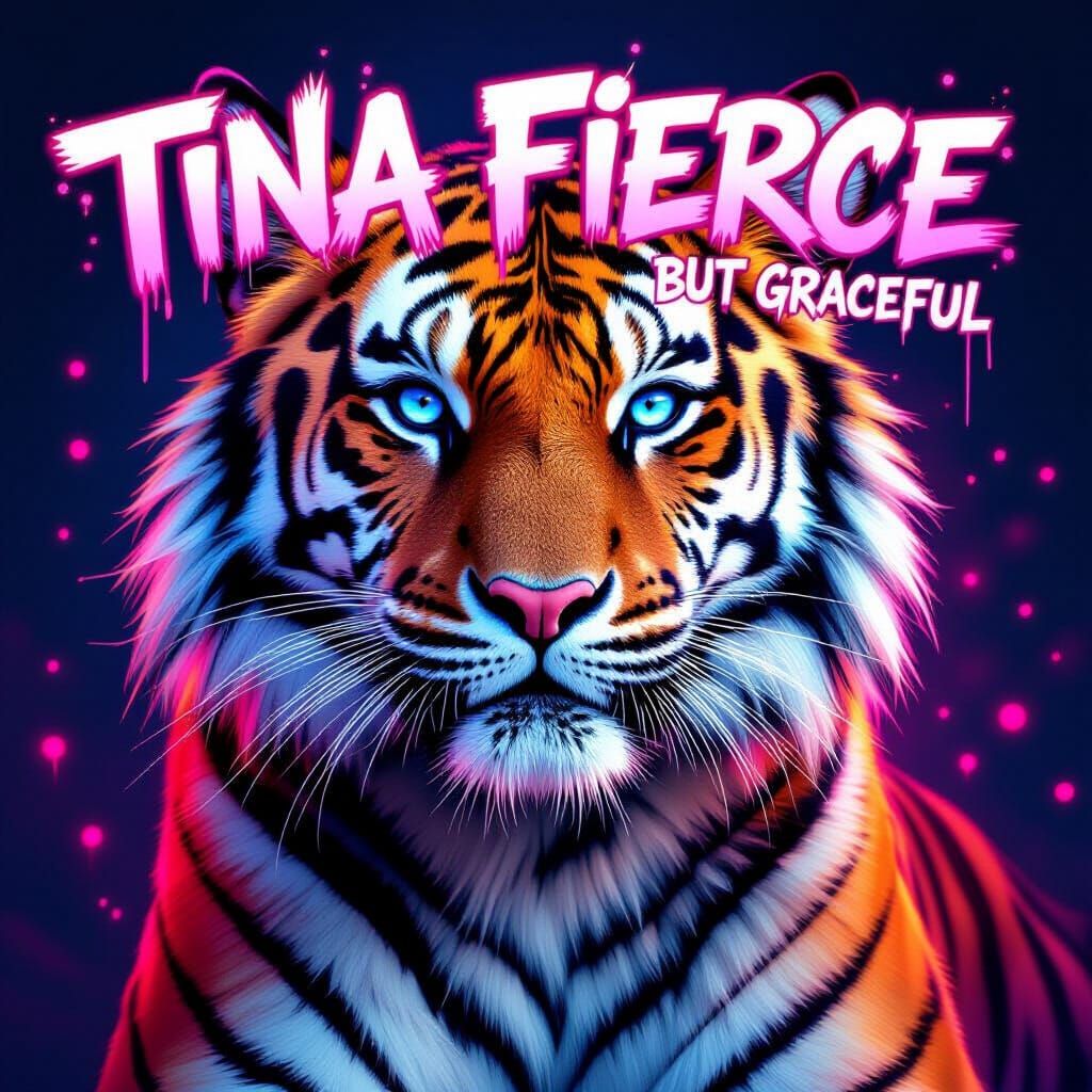 Fierce Tiger Portrait in Vibrant Airbrush Style