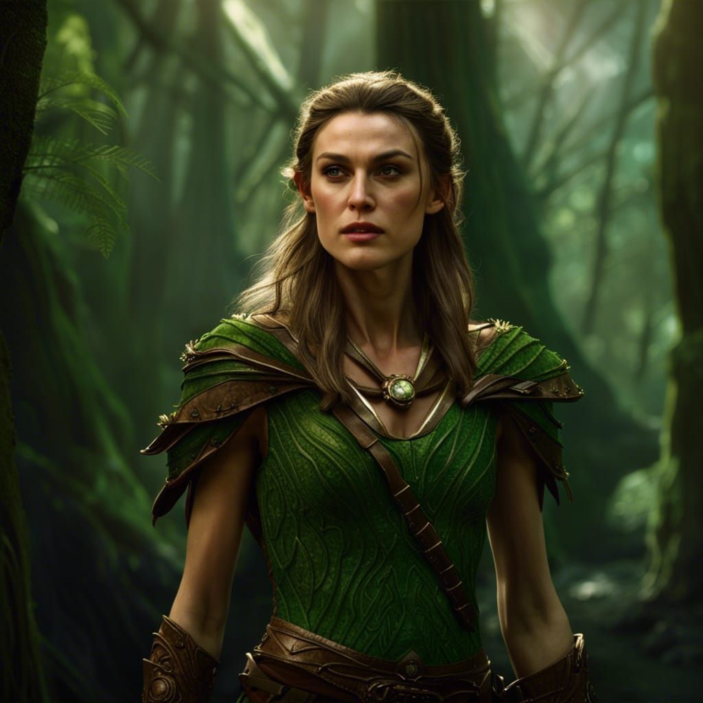 Elven Warrior in Hyperdetailed Forest Concept Art