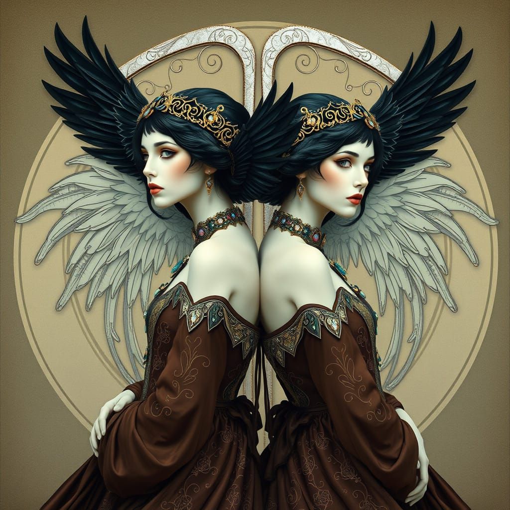 Sisters of the Zodiac in Art Nouveau Splendor