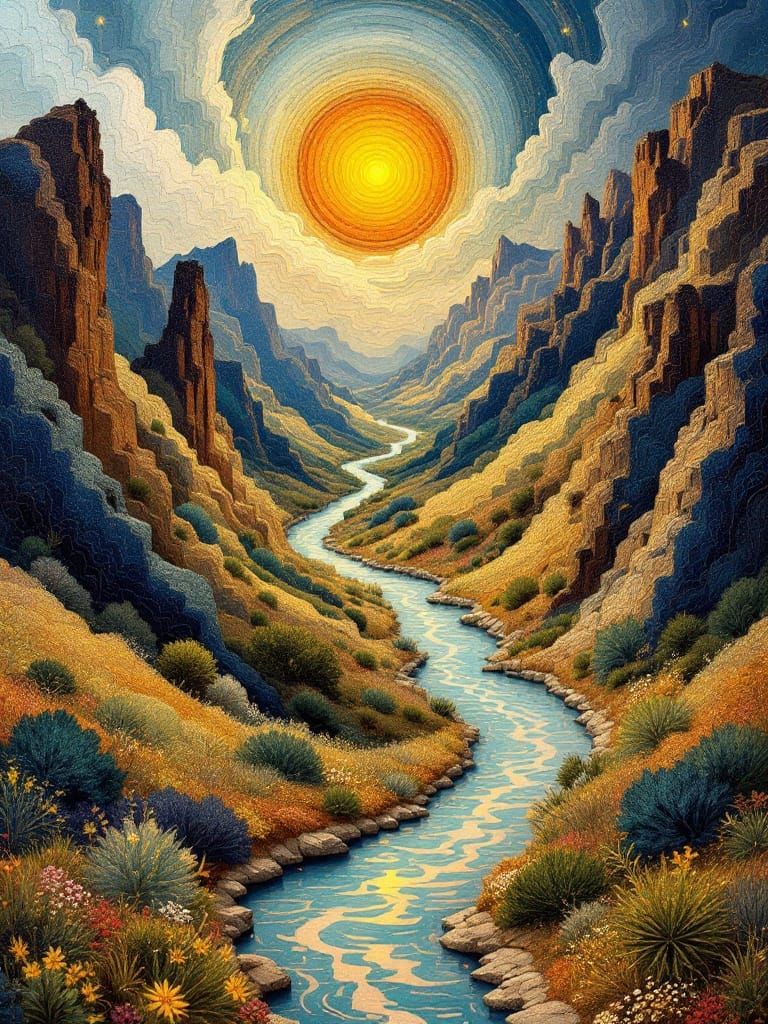 Terraformed Landmark on Long Road in Shabby Chic Style