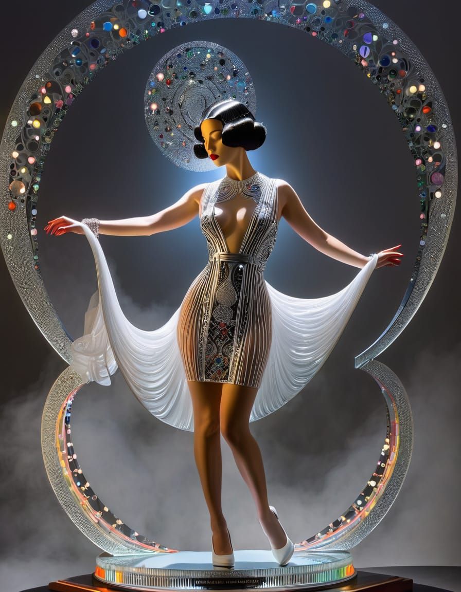 silly  deco nouveau sculpture Herbert Bayer  Gustav Klimt 1930s film noir elegant  fractal opart fog beautiful  shadows ...