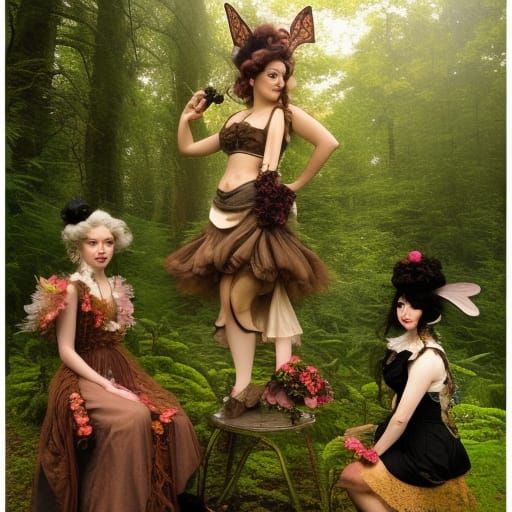 Steampunk Fairies' Brandy Soiree in Irish Forest