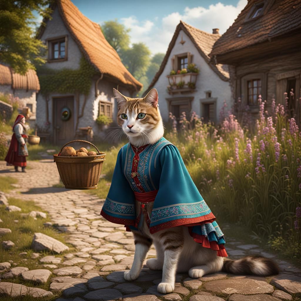 Cat in Traditional Hungarian Dress