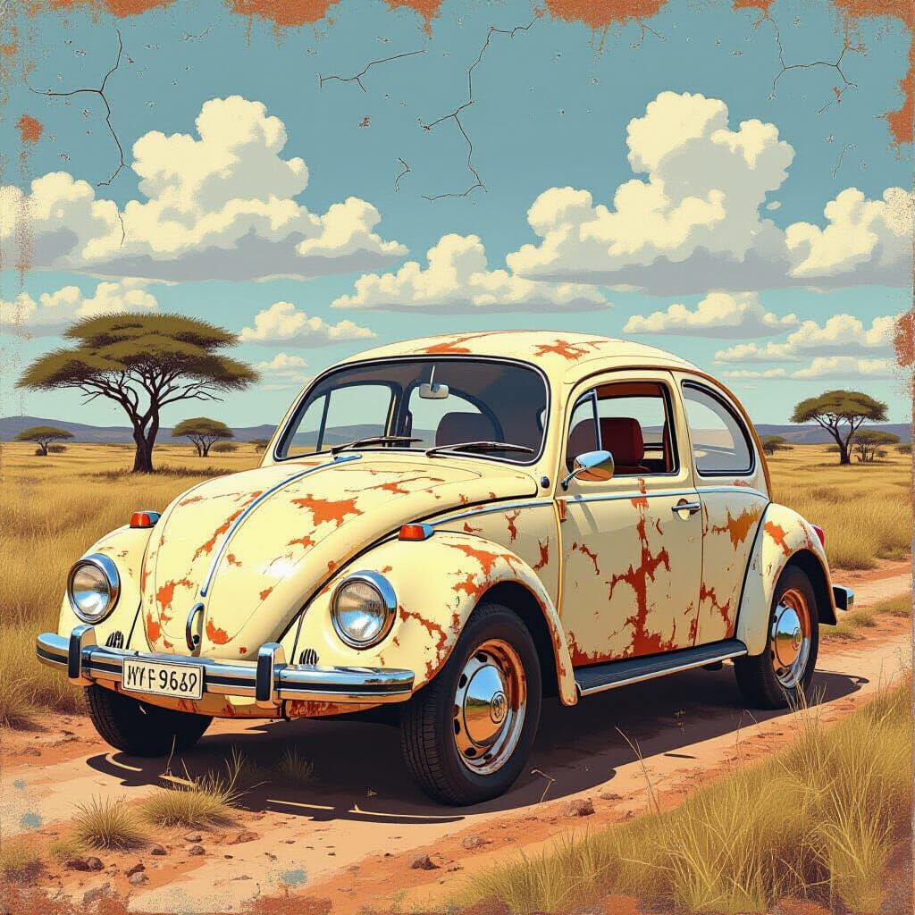 1970s Volkswagen Bushveld Textured Painting