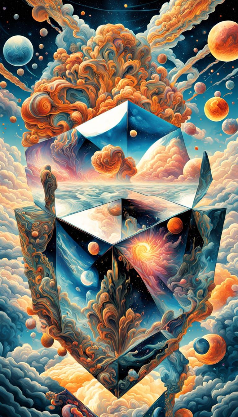 Surreal Cosmic Art: Vibrant Holographic Universe in a Glass ...