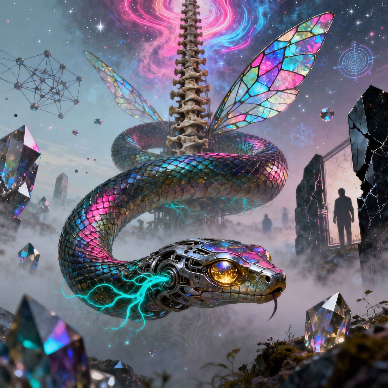 Ouroboros Serpent in Mystical Dreamscape