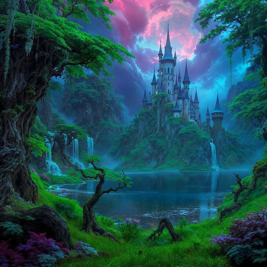 Mystical Fairy Forest Kingdom Map Illustration