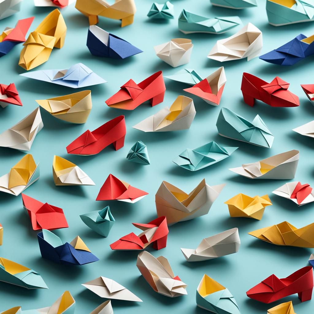 Origami Paper Shoes Papercraft in 8K