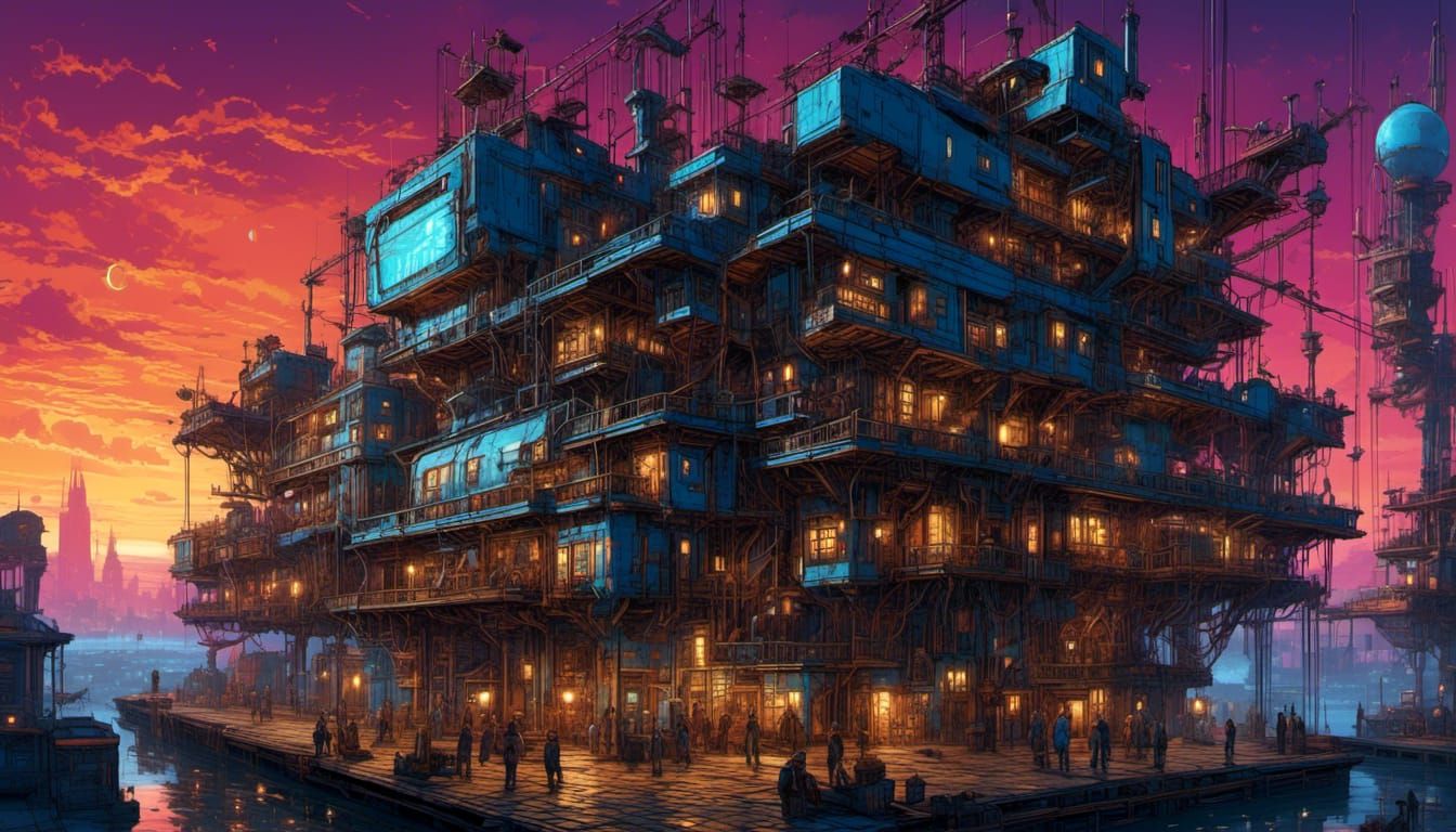 Cyberpunk Science Station with Methane Lakes