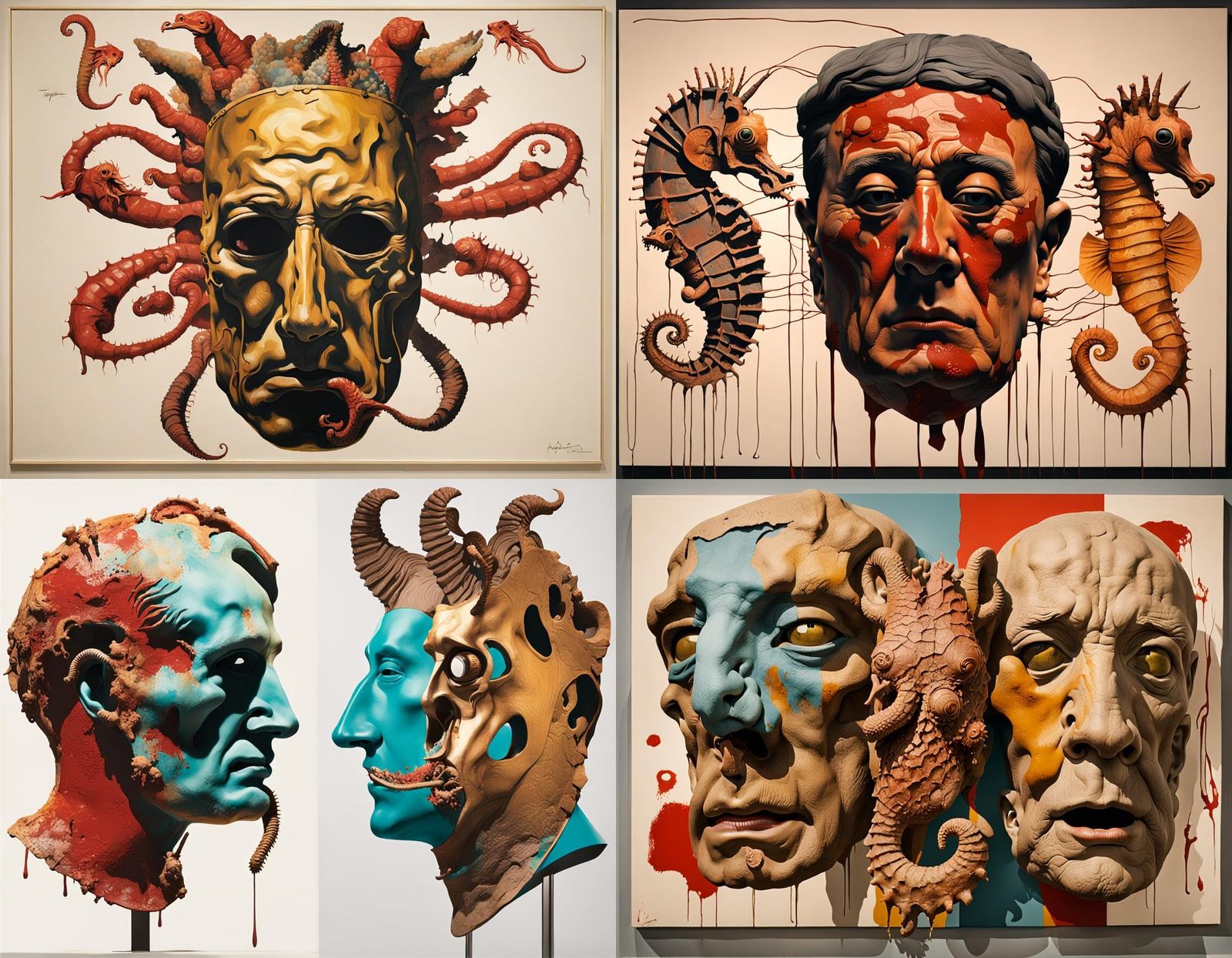 Monstrous Mutant Face in Surrealist Style