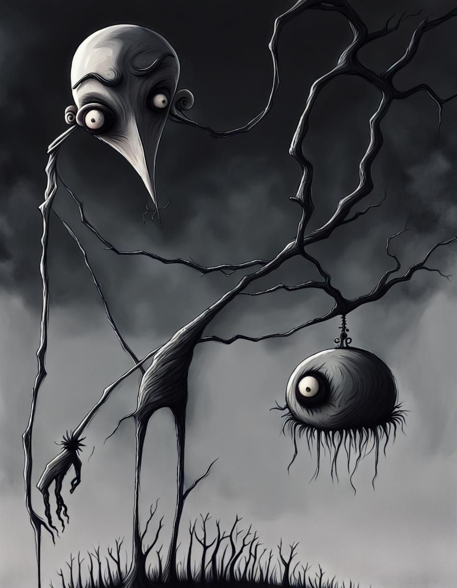 Creepy Tim Burton Style Character Portrait