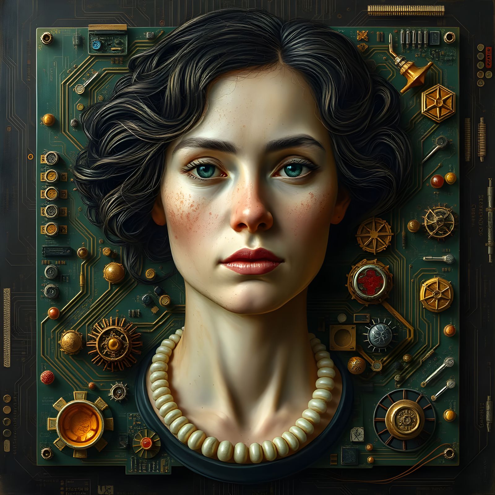 Organic Motherboard Portrait in Rembrandt Style