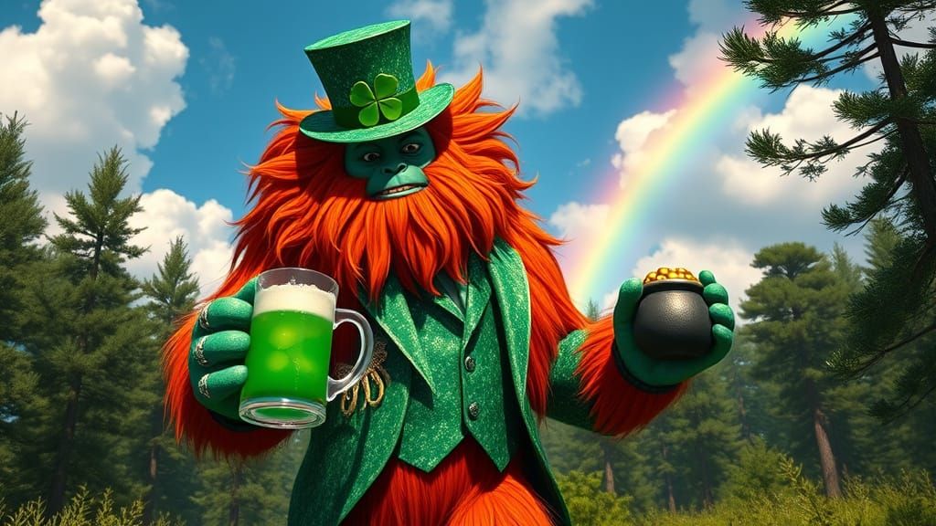 Vibrant Yeti Emerges from Emerald Woods in Dazzling Tuxedo