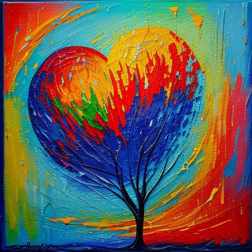 Broken Heart: Neo-Impressionist Expressionist Oil Painting