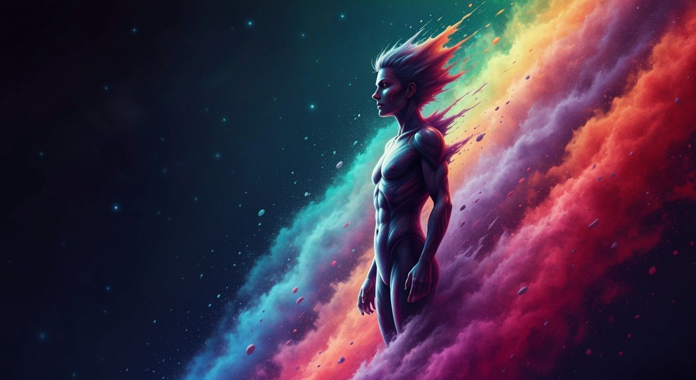 Cosmic Wanderer in Vivid Splash Art Style