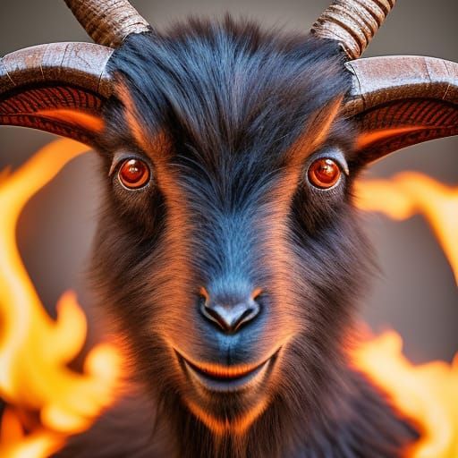 Fiery Devil Goat Portrait in Studio Lighting