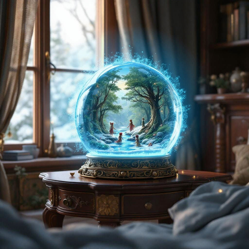 Fantasy Forest Snowglobe in Anime Style