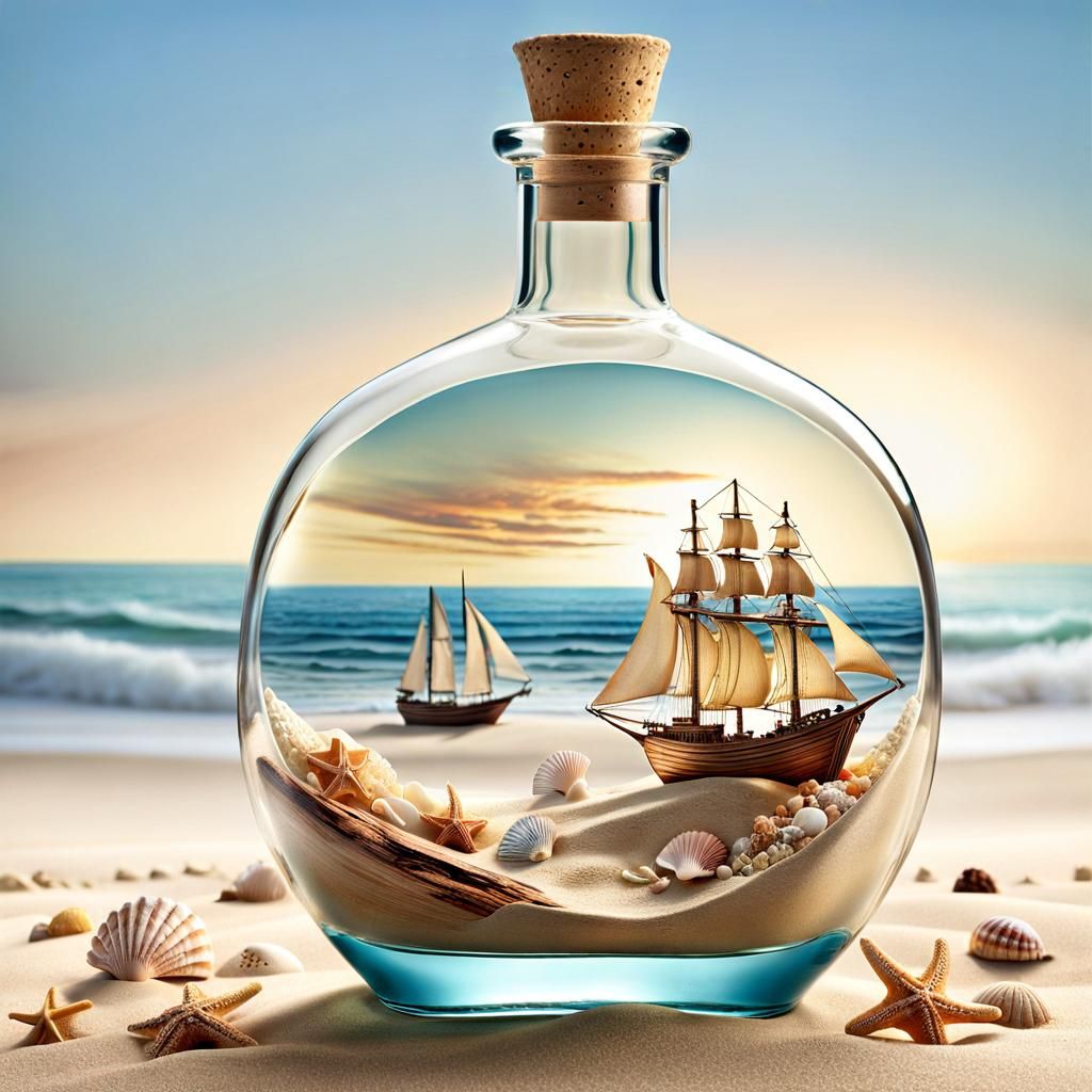 Miniature Sailing Boat in Glass Bottle