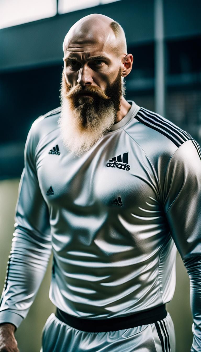 Hairy Slavic Man in Silver Adidas Outfit