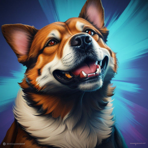 Vibrant Canine Portrait in Hyperrealistic Oil Painting Style