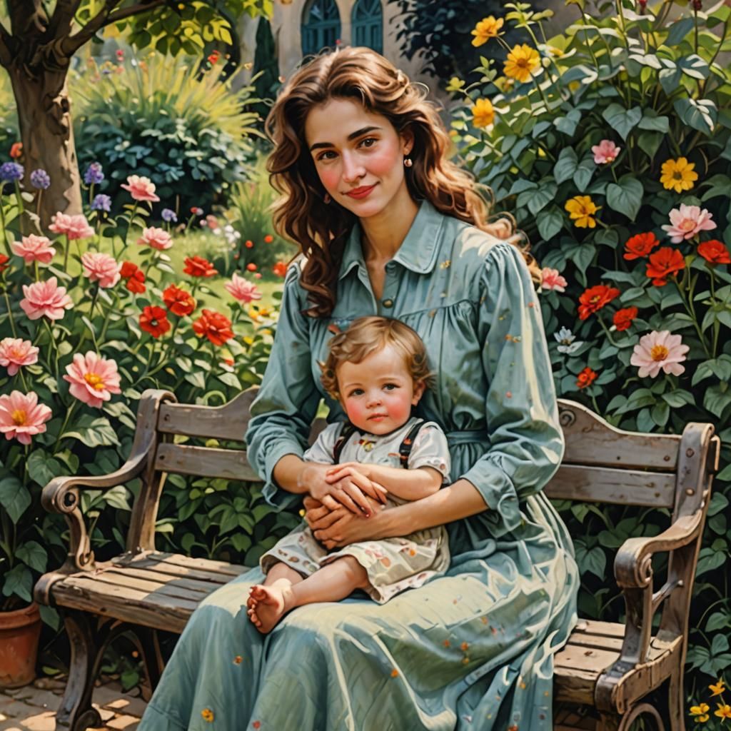 Mother and Child in Garden, Belimbau Style