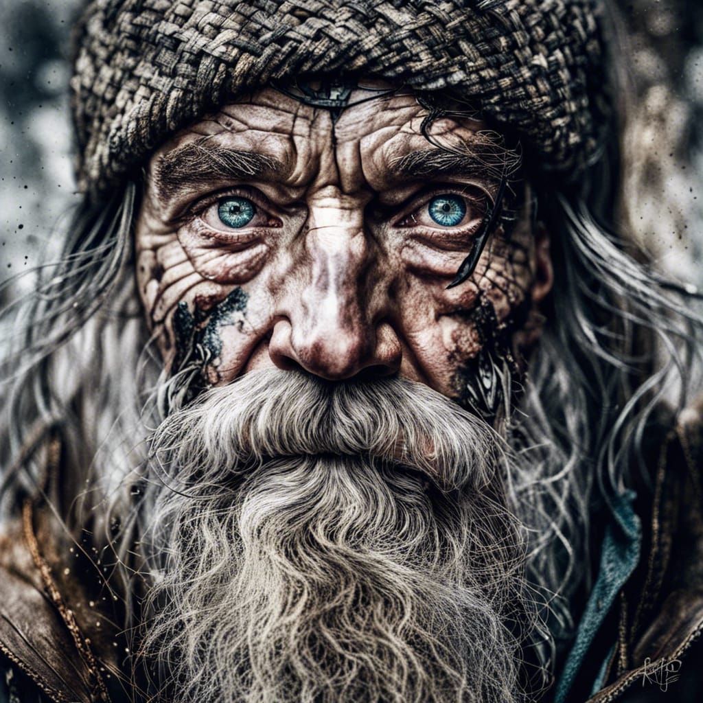 Intense Portrait of an Old War Veteran