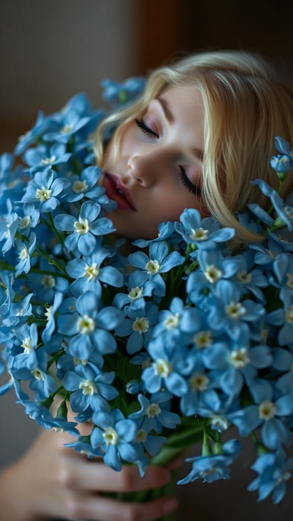 Forget-Me-Not Flowers with Serene Faces