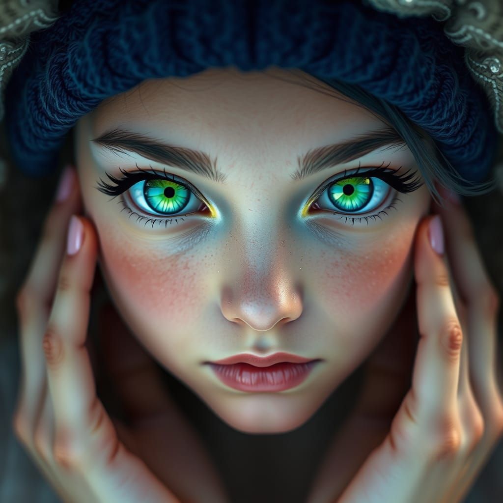 Breathtakingly Beautiful Light Green Eyes in Photorealistic ...