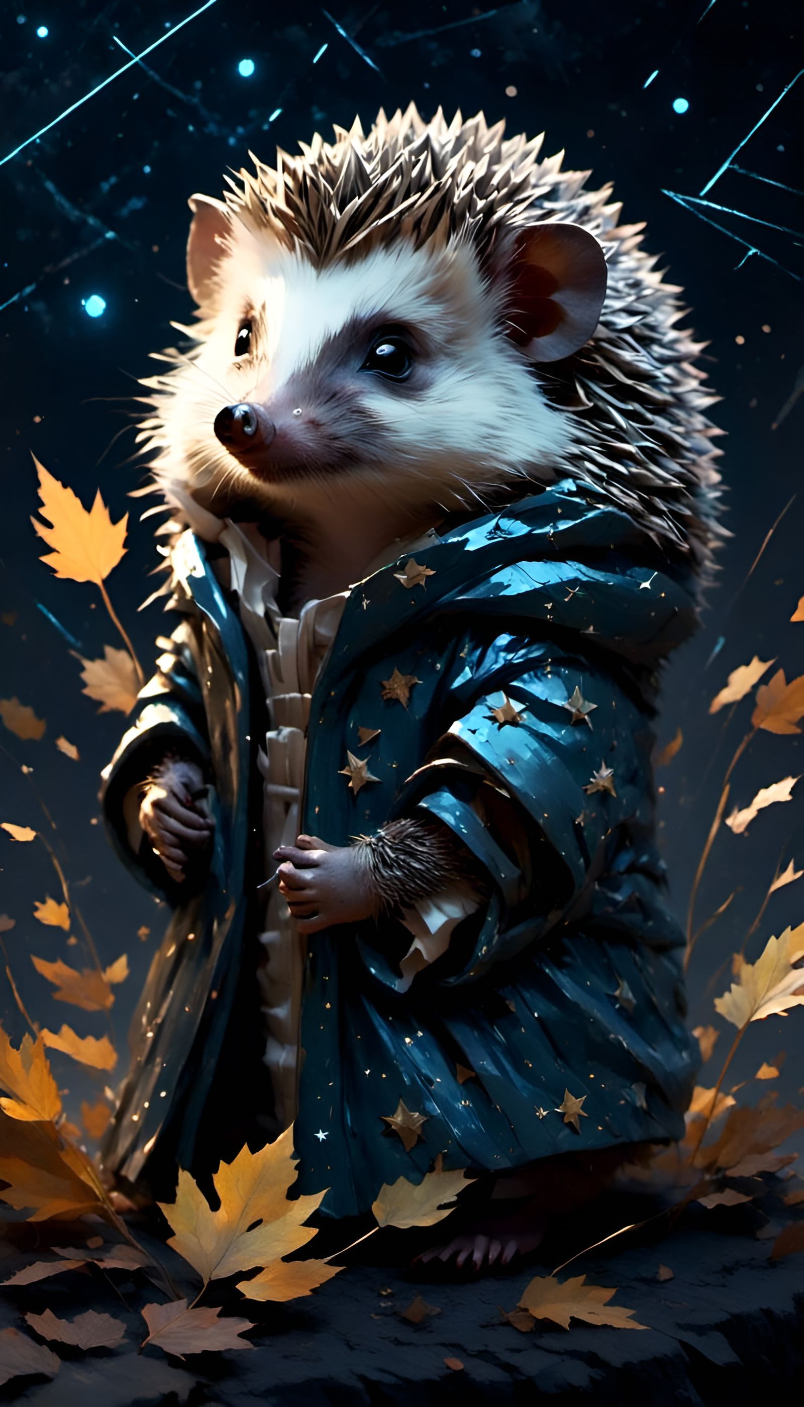 Charming Chibi Hedgehog in Bioluminescent Pastel Art